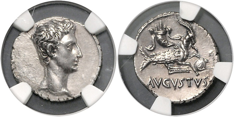 RÖMISCHES REICH, Augustus, 27 v.-14 n.Chr., AR Denar (ca.18-16 v.Chr.), Colonia ...