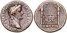 RÖMISCHES REICH, Augustus, 27 v.-14 n.Chr., AE Dupondius (30 v.Chr.-14 n.Chr.), Lugdunum. Belorb. Kopf r. Rs.Altar von Lugdunum mit zwei Victoriae. 12...