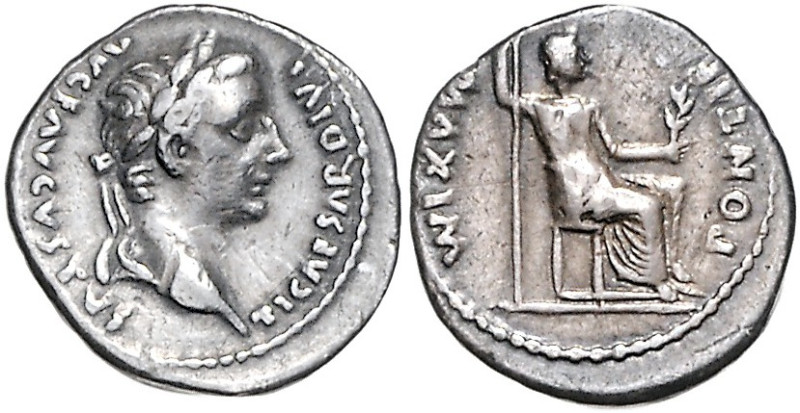 RÖMISCHES REICH, Tiberius, 14-37, AR Denar, Rom. Belorb. Kopf. Rs.Livia r. mit Z...
