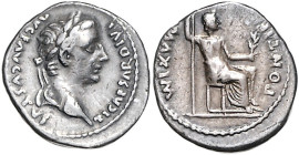 RÖMISCHES REICH, Tiberius, 14-37, AR Denar, Rom. Belorb. Kopf. Rs.Livia r. mit Zepter und Olivenzweig. 3,62g.
ss
Seaby 16, RIC 26