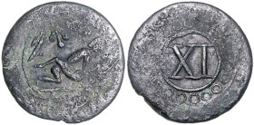RÖMISCHES REICH, Tiberius, 14-37, AE Spintria (Tessera), Rom. Erotische Szene. Rs.Wertziffer XI. 7,64g. Vgl.Roma Numismatics Auktion, E-Sale 1, 31.8.2...