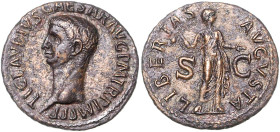 RÖMISCHES REICH, Claudius, 41-54, AE As (50-54), Rom. Kopf l., TI CLVADIVS CAESAR AVG PM TRP IMP PP. Rs.Libertas r. stehend, hält Pileus, LIBERTAS AVG...