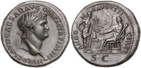 RÖMISCHES REICH, Nero, 54-68, AE Sesterz (62-68), Lugdunum. Belorb. Büste r., NERO CLAVD CAESAR AVG GER P M TR P IMP PP. Rs.Ceres l. sitzend, hält Fac...