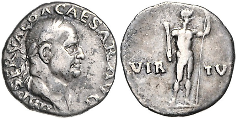 RÖMISCHES REICH, Galba, 68-69, AR Denar, Rom. Belorb. Büste r. Rs.Virtus mit Par...