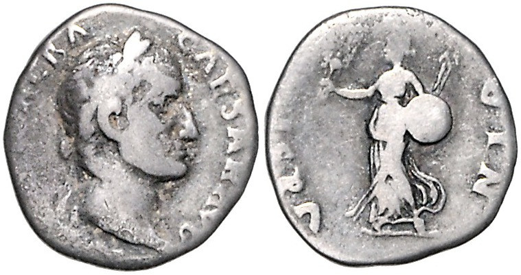 RÖMISCHES REICH, Galba, 68-69, AR Denar, Rom. Belorb. Kopf r. Rs.Hispania l. ste...