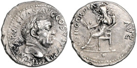 RÖMISCHES REICH, Vespasian, 69-79, AR Denar COS V =74, Rom. Belorb. Büste r., IMP CAESAR VESPAS AVG COS V TRP PP. Rs.Ceres l. thronend, CONCORDIA AVG....