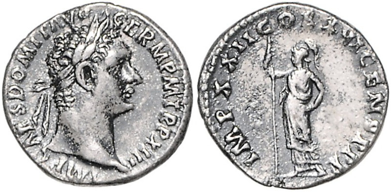 RÖMISCHES REICH, Domitian, 81-96, AR Denar 93-94, Rom. Belorb. Kopf r. Rs.Minerv...