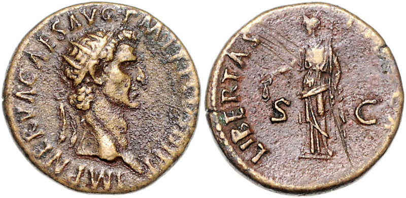 RÖMISCHES REICH, Nerva, 96-98, AE Dupondius (97), Rom. Büste mit Strahlenkrone r...