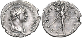 RÖMISCHES REICH, Trajan, 98-117, AR Denar COS VI (114-117), Rom. Belorb. Büste r. Rs.Mars mit Speer und Parazonium r. 2,68g.
ss+
RIC 269, Seaby 372c...