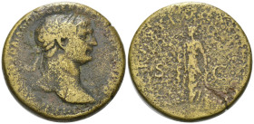 RÖMISCHES REICH, Trajan, 98-117, AE Sesterz (103-111), Rom. Belorb. Büste r. Rs.Spes l. stehend mit Blume. 26,12g.
s
RIC 519, Kampm.27.107.14