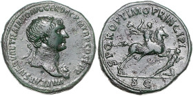 RÖMISCHES REICH, Trajan, 98-117, AE Dupondius (103-111), Rom. Büste mit Strahlenkrone r., IMP CAES NERVAE TRAIANO AVG GER DAC PM TRP COS V PP. Rs.Kais...
