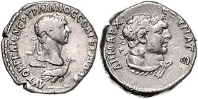 RÖMISCHES REICH, Trajan, 98-117, AR Tetradrachme (103/11), Seleucis und Pieria, Stadt Antiochia. Belorb.Kopf, unten Adler und Keule. Rs.Belorb. Kopf d...