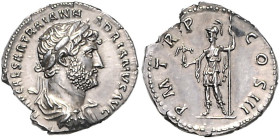 RÖMISCHES REICH, Hadrian, 117-138, AR Denar COS III (119-122), Rom. Belorb. Büste r. Rs.Minerva l. mit kleiner Victoria und Speer. 3,38g.
sehr selten...