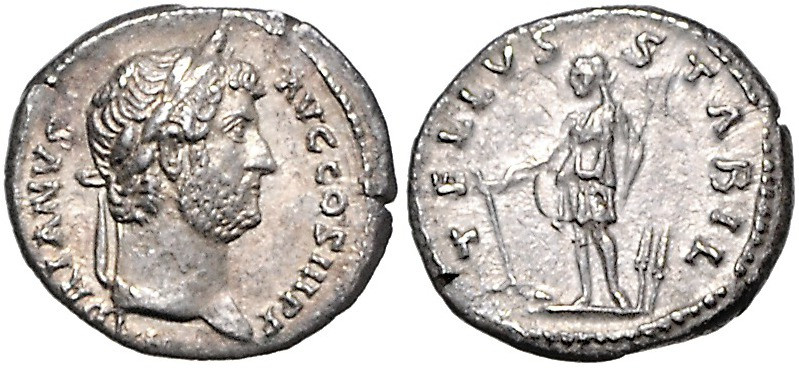 RÖMISCHES REICH, Hadrian, 117-138, AR Denar (125-128), Rom. Belorb. Kopf r., HAD...