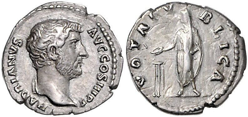 RÖMISCHES REICH, Hadrian, 117-138, AR Denar (137-138), Rom. Belorb. Büste r., HA...