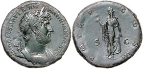 RÖMISCHES REICH, Hadrian, 117-138, AE Sesterz (121-122), Rom. Belorb., drap. und gepanz. Büste r., IMP CAESAR TRAIAN HADRIANVS AVG. Rs.Spes l. stehend...