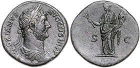 RÖMISCHES REICH, Hadrian, 117-138, AE Sesterz (130-138), Rom. Belorb. und drapierte Büste r. Rs.Pax l. stehend, hält Füllhorn und Zweig, S-C. 23,26g....