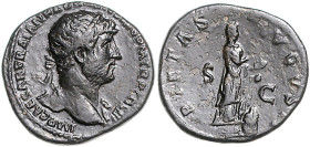 RÖMISCHES REICH, Hadrian, 117-138, AE Dupondius COS III (119-121), Rom. Büste r. mit Strahlenkrone. Rs.Pietas mit Vase vor brennendem Altar. 11,44g.
...