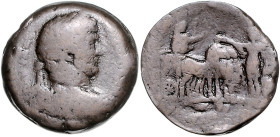 RÖMISCHES REICH, Hadrian, 117-138, AE Drachme, Jahr 14= 129/130, Ägypten, Stadt Alexandria. Belorb. Büste r. Rs.Quadriga r., im Wagen Kaiser mit erhob...