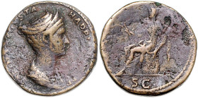 RÖMISCHES REICH, Sabina, Gemahlin des Hadrian, +137, AE Dupondius, Rom. Drap. Büste r. Rs.Ceres l. sitzend, SC. 14,29g.
braune Patina, f.ss
RIC² 249...