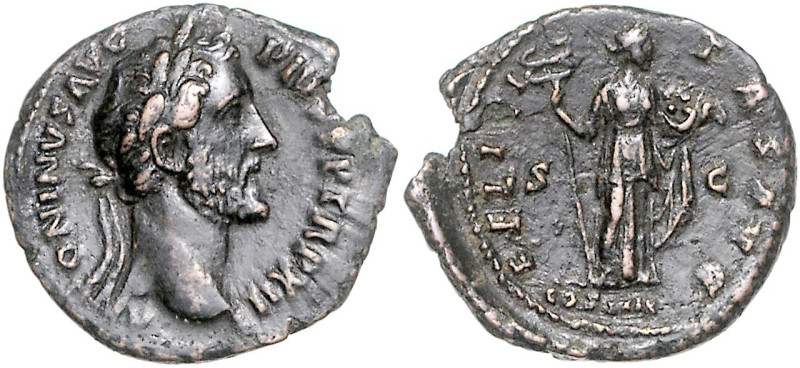 RÖMISCHES REICH, Antoninus Pius, 138-161, AE As COS IIII =148-149, Rom. Belorb. ...