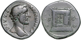 RÖMISCHES REICH, Antoninus Pius, 138-161, posthum unter Marcus Aurelius, 161-180, AE Sesterz, Rom. DIVVS ANTONINVS. Bloße Büste r. Rs.DIVO PIO, verzie...