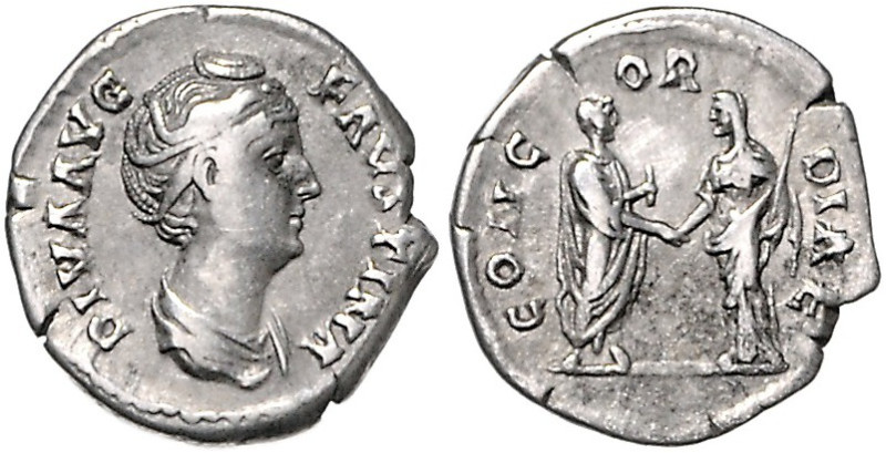 RÖMISCHES REICH, Faustina I., Gemahlin des Antoninus Pius, +141, AR Denar, Rom. ...