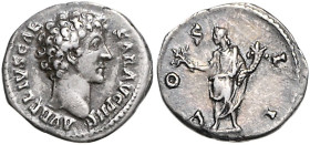 RÖMISCHES REICH, Marcus Aurelius als Caesar, 139-161, AR Denar (145-146), Rom. Kopf r., AVRELIVS CAESAR AVG PII F. Rs.Honos l. stehend, hält Zweig und...