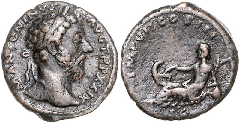 RÖMISCHES REICH, Marcus Aurelius, 161-180, AE As TRP XXIX =174/5, Rom. Belorb. K...