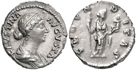 RÖMISCHES REICH, Faustina II., Gemahlin des Marcus Aurelius, +175, AR Denar (161-175), Rom. Drap. Büste r., FAVSTINA AVGVSTA. Rs.Fecunditas r. stehend...