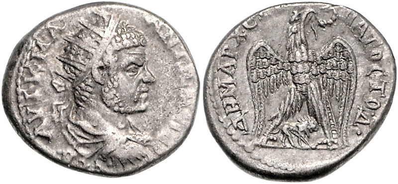 RÖMISCHES REICH, Caracalla, 198-217, AR Tetradrachme, Kyrrhestika, Stadt Hieropo...