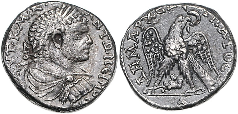 RÖMISCHES REICH, Caracalla, 198-217, AR Tetradrachme (215-217), Phoenicia, Stadt...