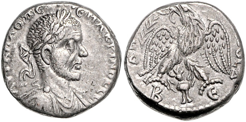 RÖMISCHES REICH, Macrinus, 217-218, AR Tetradrachme, Cyrrhestica, Stadt Beroea. ...