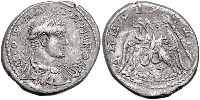 RÖMISCHES REICH, Diadumenian, 218, AR Tetradrachme, Seleucis u. Pieria, Stadt Ga...