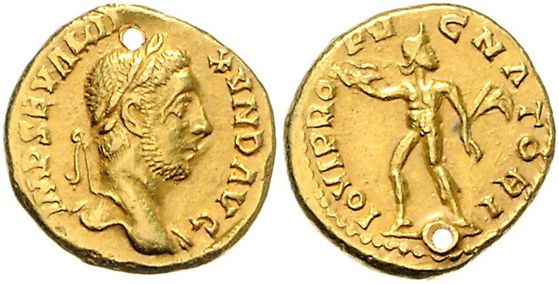 RÖMISCHES REICH, Severus Alexander, 222-235, AV Aureus, Rom. Belorb. und drap. B...