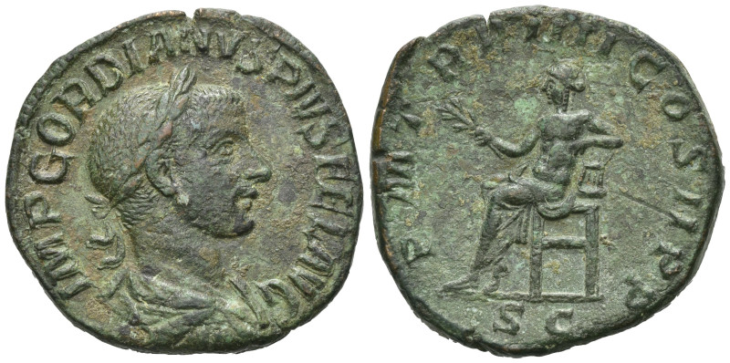 RÖMISCHES REICH, Gordian III., 238-244, AE Sesterz, Rom. Belorb. Büste r. Rs.Apo...