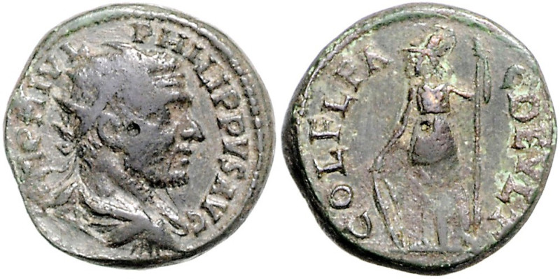 RÖMISCHES REICH, Philipp I., 244-249, AE 22, Thracia, Stadt Deultum. Büste mit S...