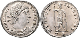 RÖMISCHES REICH, Constantin I. der Große, 307-337, AR Miliarense (335), TS =Thessalonica. Drap. und gepanz Büste r., trägt Rosettendiadem, CONSTANTINV...