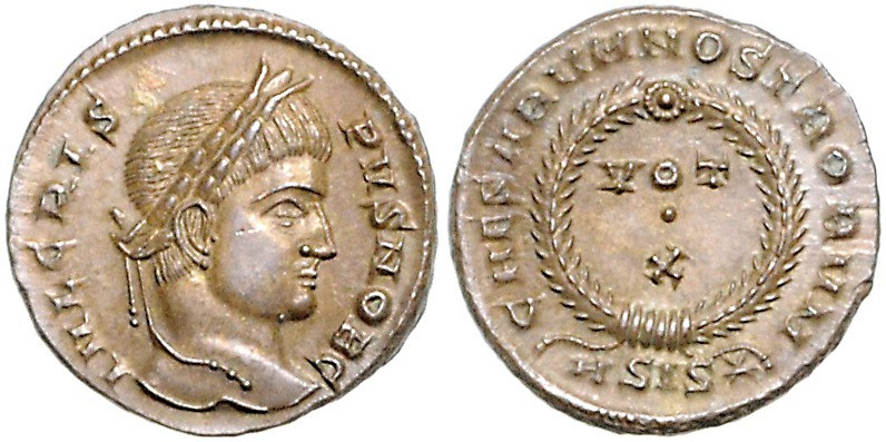 RÖMISCHES REICH, Crispus als Caesar, 317-326, AE Follis (320-321), ASIS =Siscia....