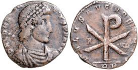 RÖMISCHES REICH, Constantius II., 337-361, AE Maiorina (353), Trier. Diad. Büste r. Rs.SALVS AVG NOSTRI, Christogramm zw. A-W. 5,90g.
ss
RIC 333, Ka...