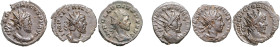 RÖMISCHES REICH, Lot von 6 AE Antoninianen, darin: Claudius II. Gothicus (268-270), Mediolanum; Victorinus (269-271), Köln (RIC 114, Sol), südgall. Mz...