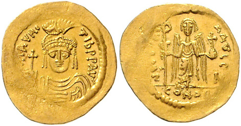 BYZANTINISCHES REICH, Mauricius Tiberius, 582-602, AV Solidus (583-602) CONOB =K...