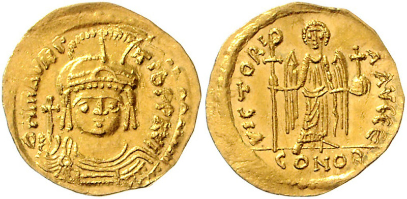 BYZANTINISCHES REICH, Mauricius Tiberius, 582-602, AV Solidus (583-602) CONOB =K...