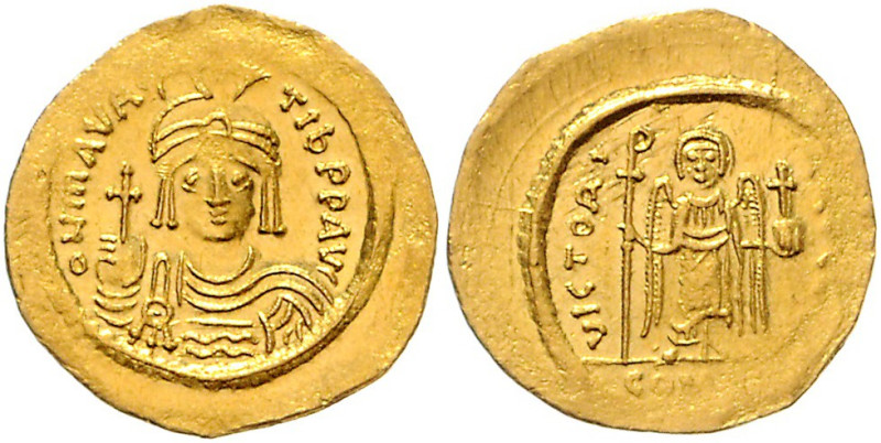 BYZANTINISCHES REICH, Mauricius Tiberius, 582-602, AV Solidus (583-602) CONOB =K...