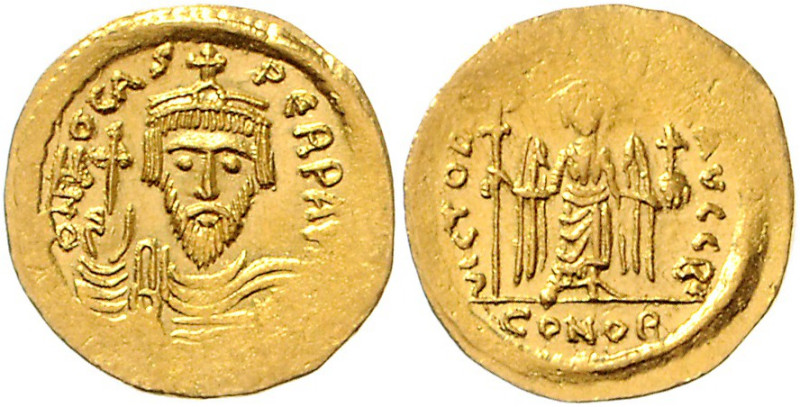 BYZANTINISCHES REICH, Phocas, 602-610, AV Solidus (603-607), CONOB =Konstantinop...