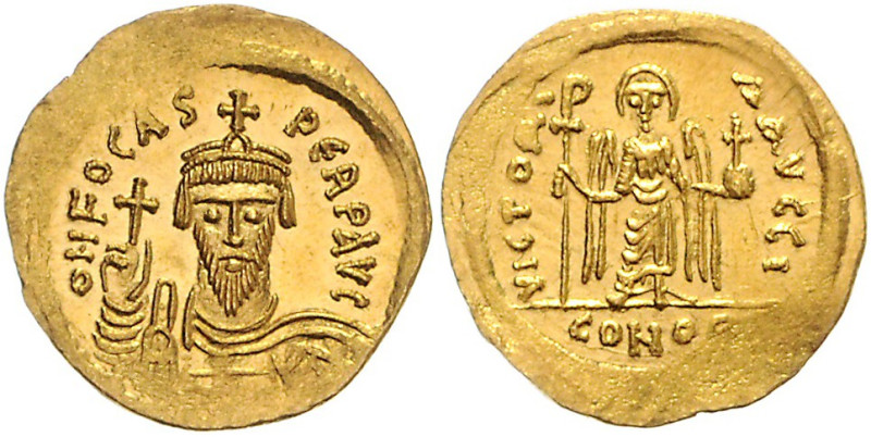 BYZANTINISCHES REICH, Phocas, 602-610, AV Solidus (603-607), CONOB =Konstantinop...