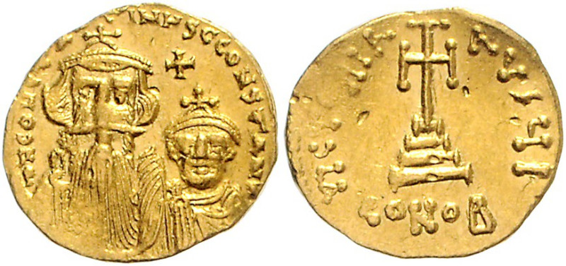 BYZANTINISCHES REICH, Constans II., 641-668, AV Solidus, CONOB =Konstantinopel, ...