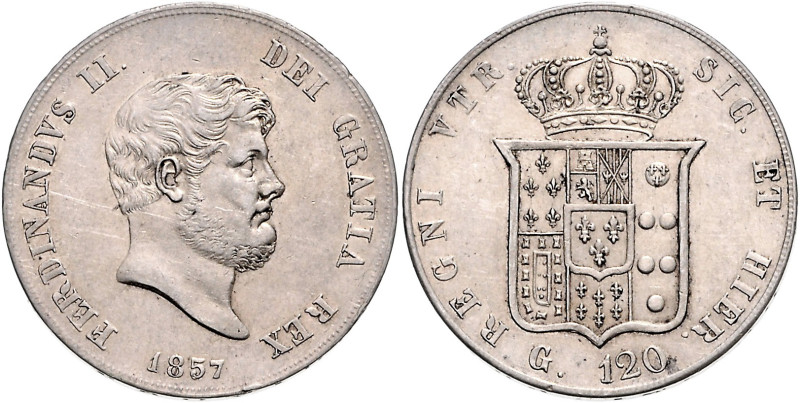 ITALIEN / NEAPEL UND SIZILIEN, Ferdinand II., 1830-1859, 120 Grana 1857. 27,48g....