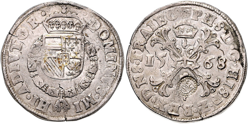 NIEDERLANDE - SPANISCHE, Philipp II., 1555-1598, Taler 1568, Utrecht. Nach Burgu...