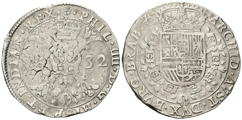 NIEDERLANDE - SPANISCHE, Philipp IV., 1621-1665, Patagon 1632, Antwerpen.
s/ss...